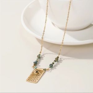 18K Gold Plated Stainless Steel Beaded Eye Necklace